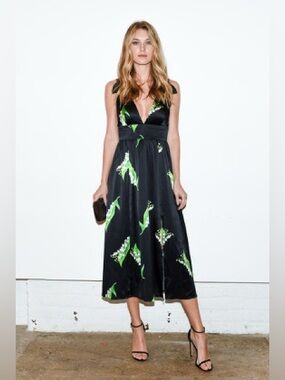 Cynthia Rowley Cleo Lily of the Valley Tie Shoulder Midi Dress NWT Silk Sz 6
